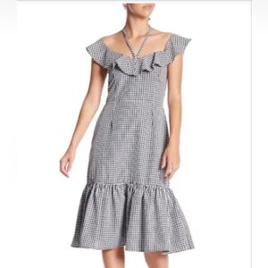 WAYF Ginhgam Print Midi Dress Medium EUC